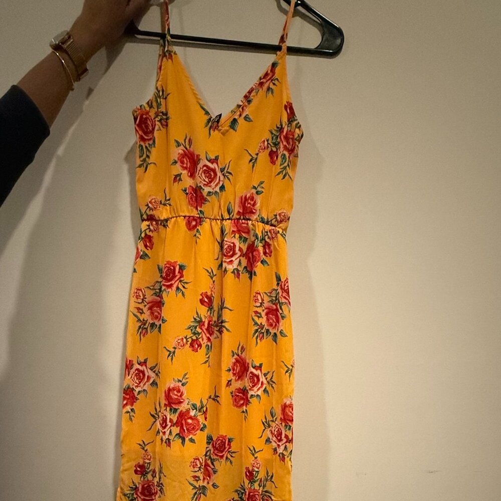 H&M Yellow Floral Summer Maxi Dress, Size 0